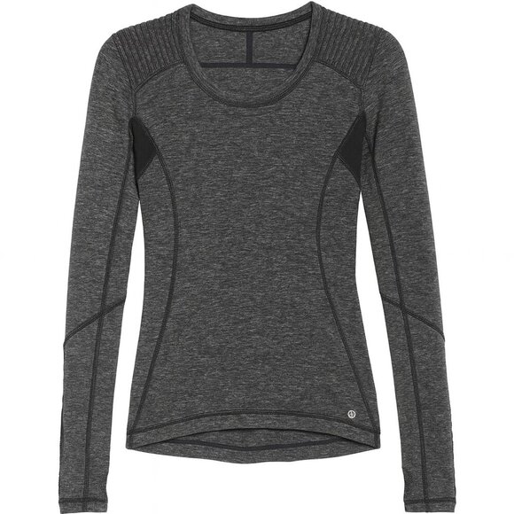 Lululemon Athleisure Star Runner Long Sleeve Slim Top in Black Heathered Gray 8 - Picture 1 of 9